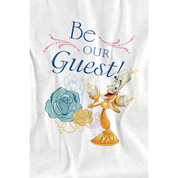 Skönheten och Odjuret Barn/Kids Var Vår Gäst T-Shirt 12-13 White 12-13 Years