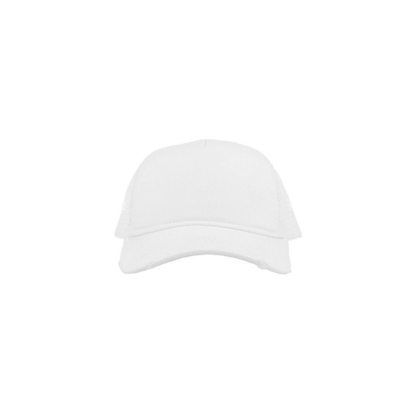Atlantis Rapper Destroyed 5 Panel Weathered Trucker Cap One Size White/White One Size