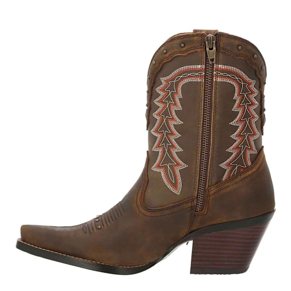 Durango Dam/Damer Crush Ankel Western Boots i Fullnarvläder Pecan 8 UK
