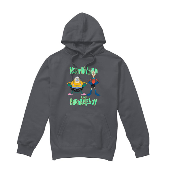 SvampBob Fyrkant Herr Mermaid Man & Barnacle Boy Hoodie L Charcoal L