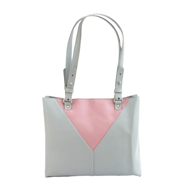 Eastern Counties Leather Alice Kontrastpanel Läder Handväska O Grey/Blush One Size