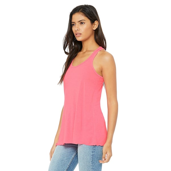 Bella + Canvas Dam/Kvinnor Racerback Flowy Tank Top M Neon Pi Neon Pink M