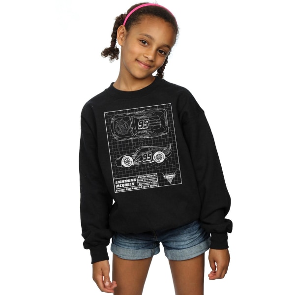 Disney Girls Cars Lightning McQueen Blueprint Sweatshirt 7-8 Ye Black 7-8 Years