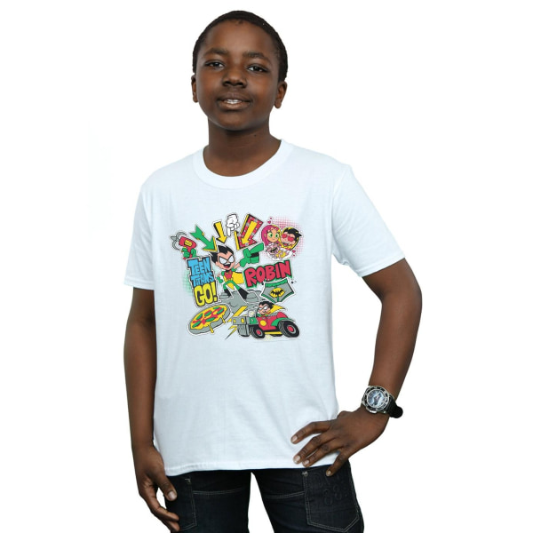DC Comics Boys Teen Titans Go Robin Montage T-shirt 5-6 år W White 5-6 Years