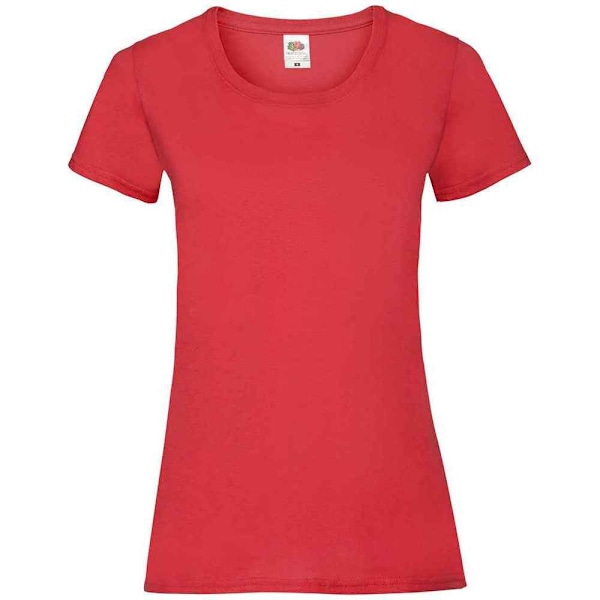 Fruit of the Loom Dam/Dam Valueweight Heather Lady Fit T-shirt Red 10 UK