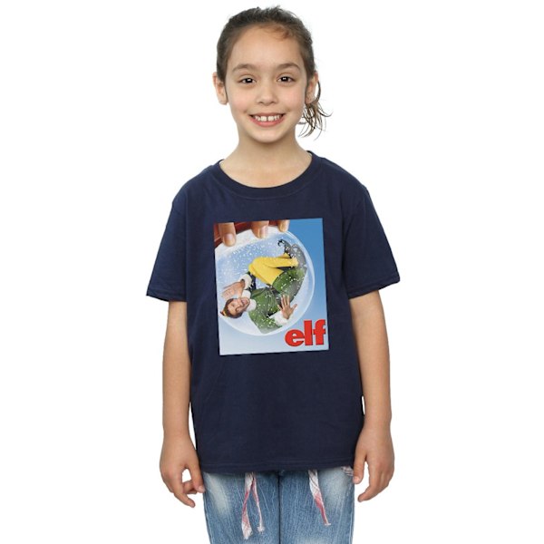 Elf Girls Snow Globe Poster Bomull T-shirt 12-13 år Marinblå Navy Blue 12-13 Years