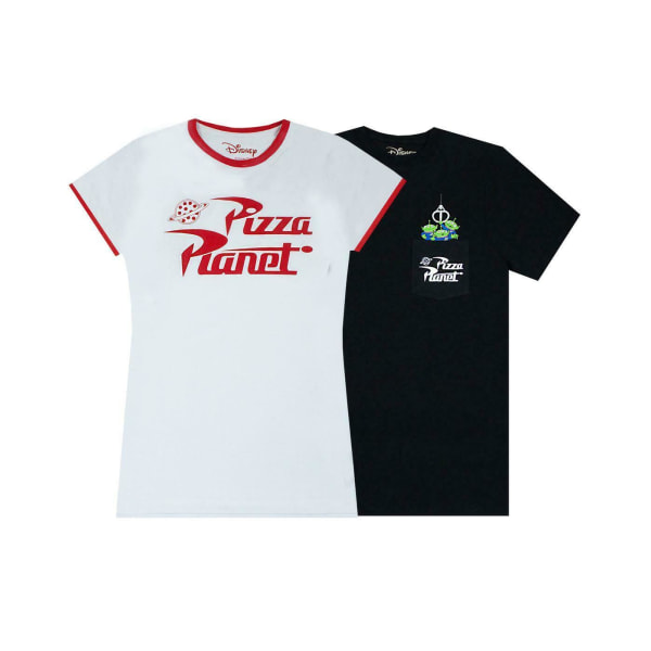 Toy Story Pizza Planet Alien T-shirt dam/dam (paket med 2) White/Black XL