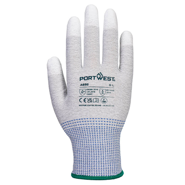Portwest Unisex Vuxen A698 - MR13 ESD Säkerhetshandskar (12-pack) Grey/White/Blue 10