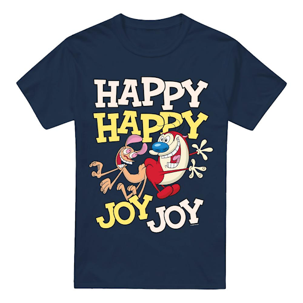 Ren & Stimpy Herr Happy Happy Joy Joy T-Shirt L Marinblå Navy L