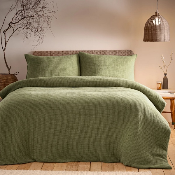 Yard Ribble Acid Wash Påslakan Set Dubbel Khaki Grön Khaki Green Double