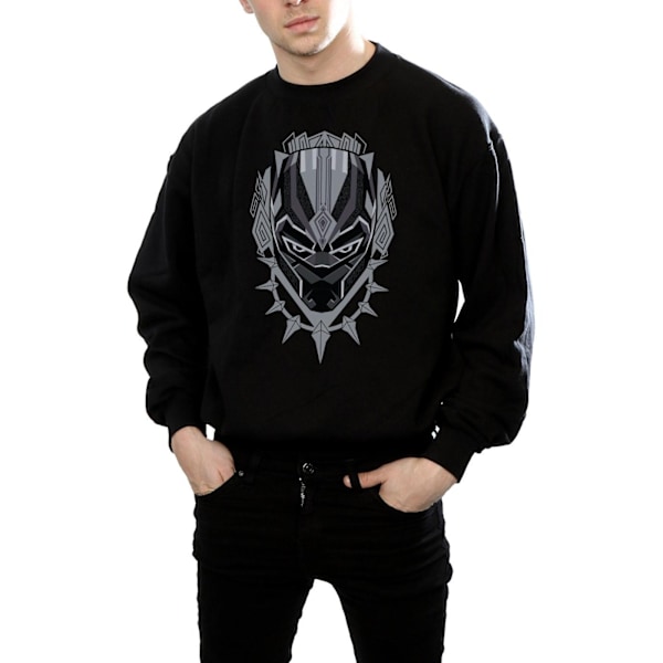 Marvel Herr Svart Panter Huvud Sweatshirt L Svart Black L