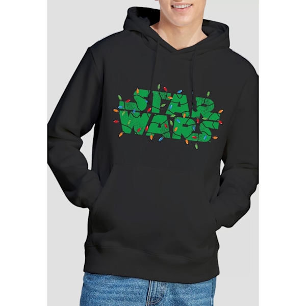 Star Wars Herr Julbelysning Logotyp Hoodie S Svart Black S