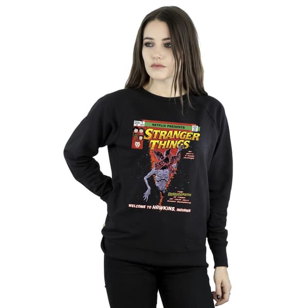 Netflix Dam/Kvinnor Stranger Things Comic Cover Sweatshirt S Black S