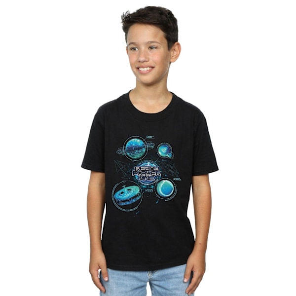 Ready Player One Boys Universe Map T-Shirt 7-8 år Svart Black 7-8 Years