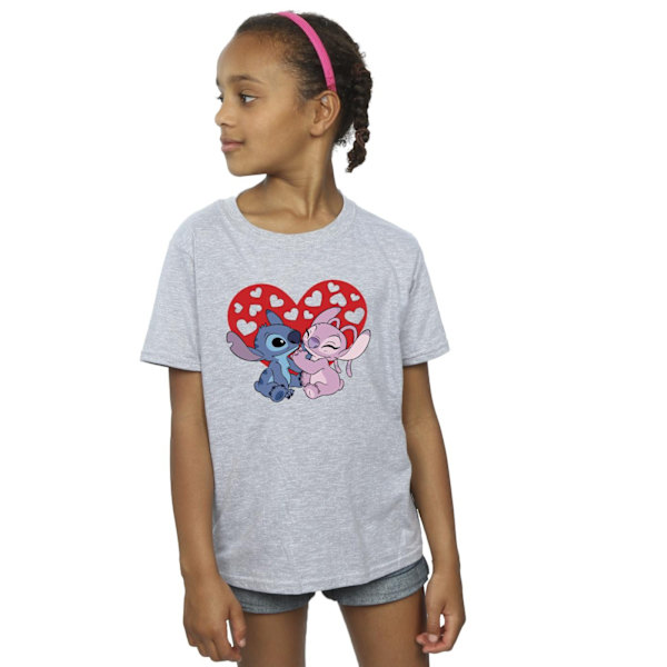 Disney Girls Lilo & Stitch Hearts Bomull T-shirt 5-6 år Sportig Sports Grey 5-6 Years