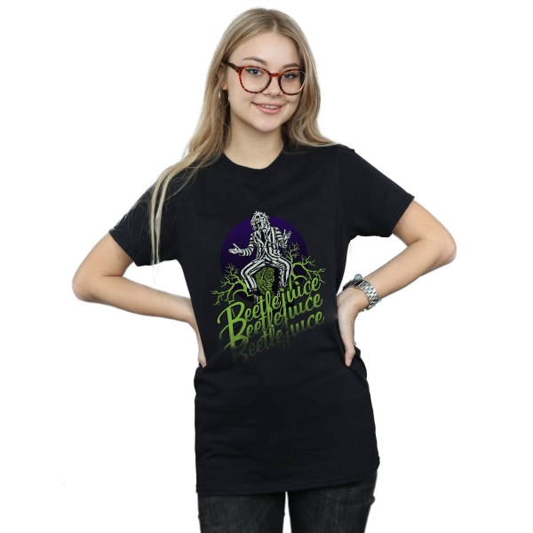 Beetlejuice Dam/Dam Faded Pose Pojkvän T-shirt i bomull S Black S