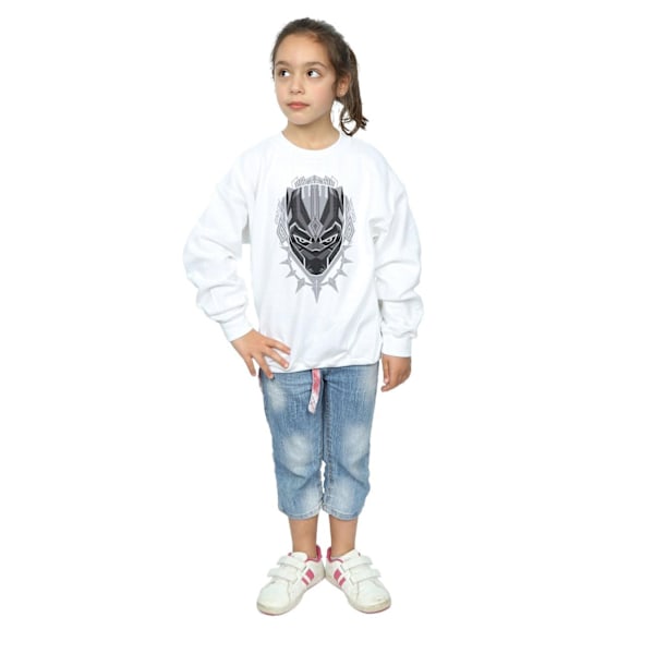 Marvel Girls Black Panther Head Sweatshirt 7-8 år Vit White 7-8 Years