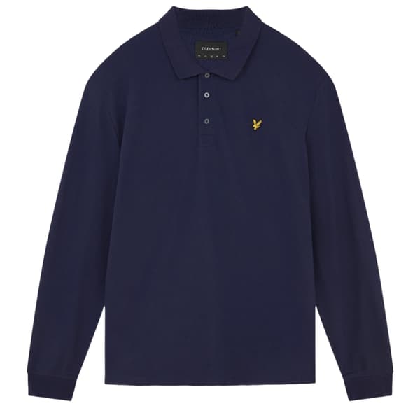Lyle & Scott Herrars Långärmad Pikétröja med Bröstlogga M Navy Blue M