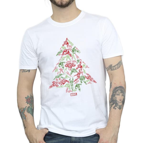 Marvel Herr Avengers Julgran T-Shirt M Vit White M
