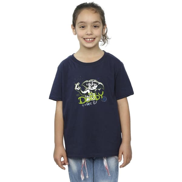 Harry Potter Flickor Dobby En Elf Bomulls T-shirt 7-8 År Na Navy Blue 7-8 Years