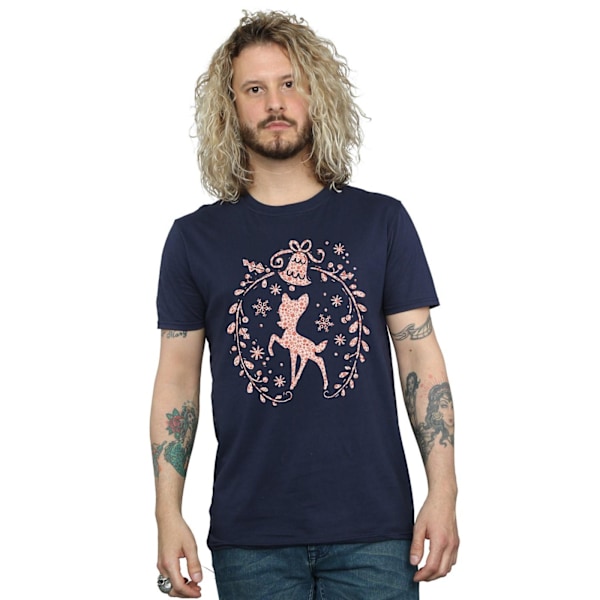 Disney Bambi Julkrans T-shirt för män S Marinblå Navy Blue S