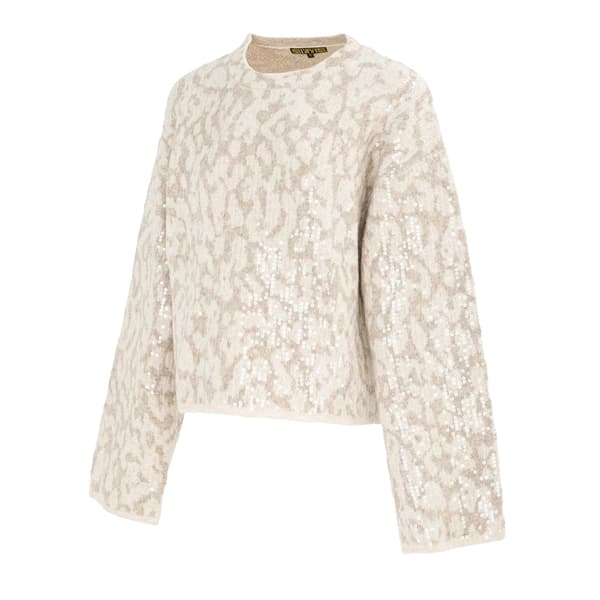 Biba Dam Leopardmönstrad Tröja 10 UK Beige/Grå Beige/Grey 10 UK