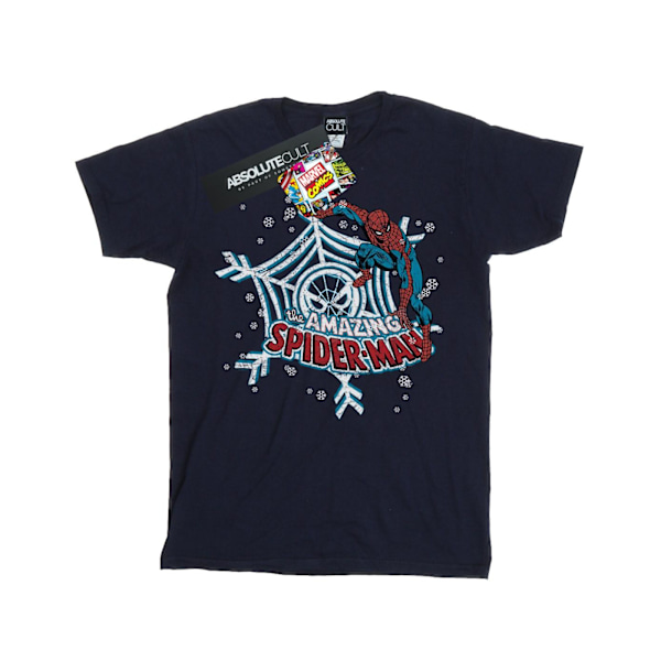 Marvel Girls Spider-Man Jul Bomull T-shirt 3-4 År Marinblå Navy Blue 3-4 Years