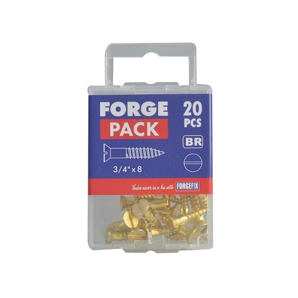 Forgefix Träskruvar, Spårskruv, Försänkt, Mässing 3/4 tum x 8 ForgePack 2 Multi Colour 3/4in x 8 ForgePack 20