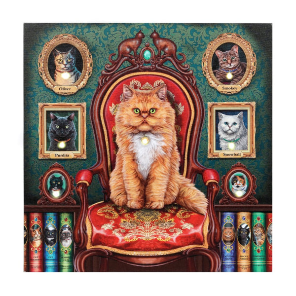 Lisa Parker Mad About Cats Light Up Canvas 30cm x 30cm Multicol Multicoloured 30cm x 30cm