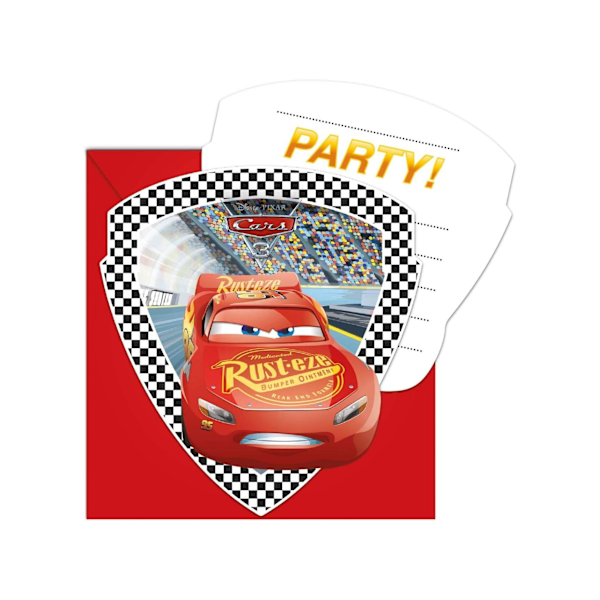 Cars 3 Die Cut Lightning McQueen Partyinbjudningar En Storlek Mul Multicoloured One Size