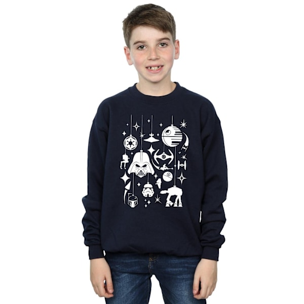 Star Wars Jul Dekorationer Sweatshirt för Pojkar 7-8 År Marinblå Navy Blue 7-8 Years