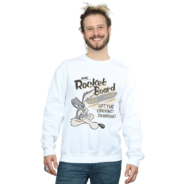 Looney Tunes Mens Wile E Coyote Rocket Board Sweatshirt L Vit White L