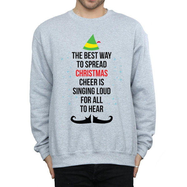 Elf Mens Christmas Cheer Text Sweatshirt S Sports Grey Sports Grey S