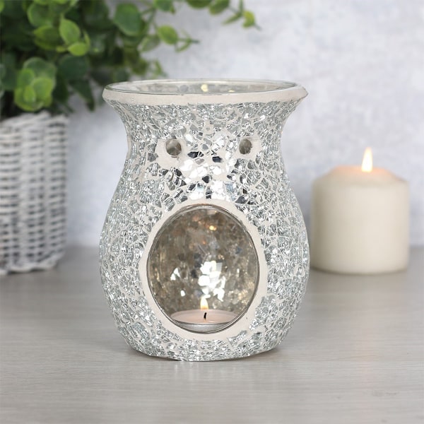 Something Different Crackle-Effect Oljelampa L Silver Silver L
