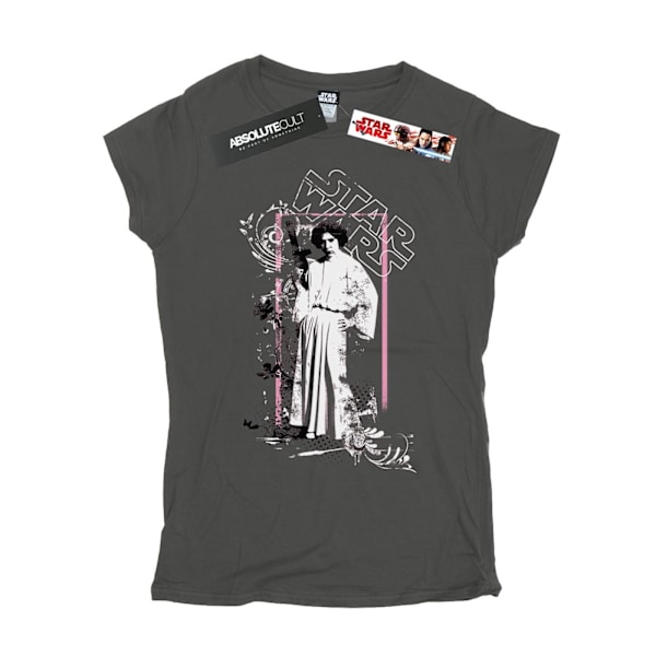 Star Wars Dam/Damer Princess Leia Distressed Bomull T-shirt Charcoal M