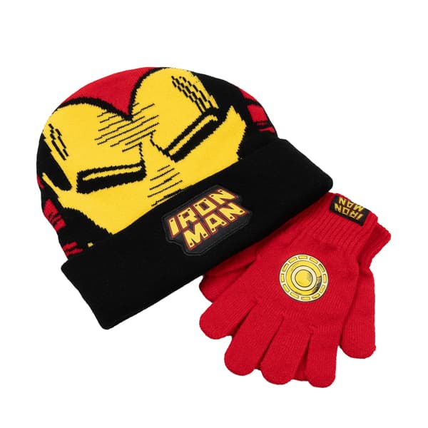 Iron Man Pojkar Logotyp Mössa & Handskar Set En Storlek Röd Red One Size