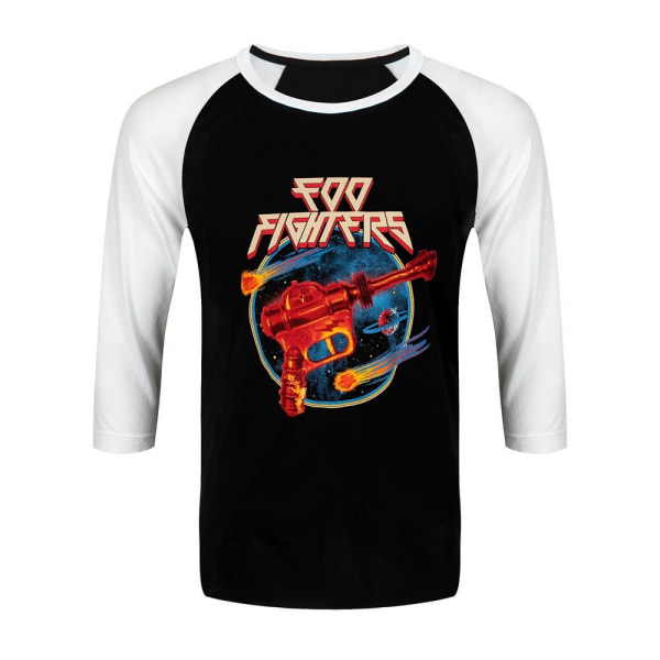 Foo Fighters Unisex Adult Ray Gun Cotton Raglan T-shirt XXL Bla Black/White XXL