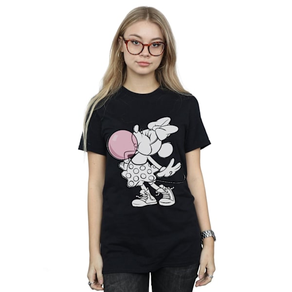 Disney Dam/Kvinnor Minnie Mouse Tuggummi Bubbla Bomull Pojkvän T-shirt Black M