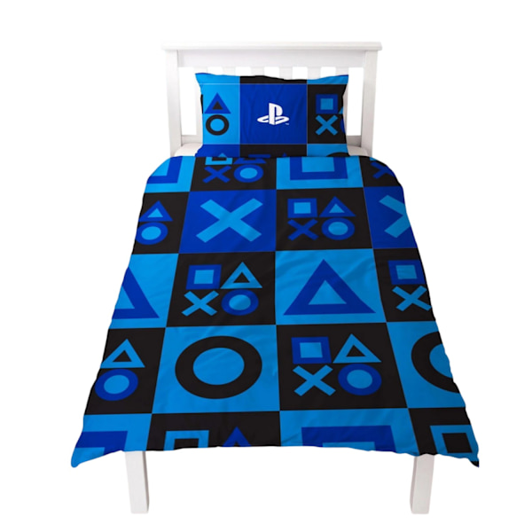 Playstation Rutigt Vändbart Påslakanset Dubbel Blå Blue Double
