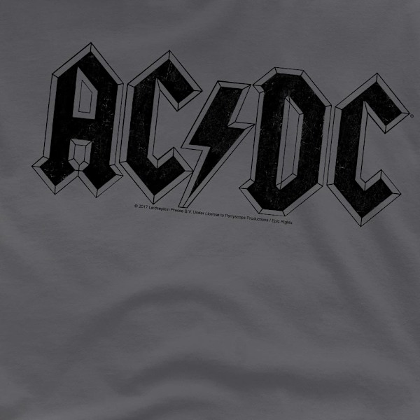 AC/DC Herr T-shirt med Slitet Logotryck 4XL Kolgrå Charcoal 4XL
