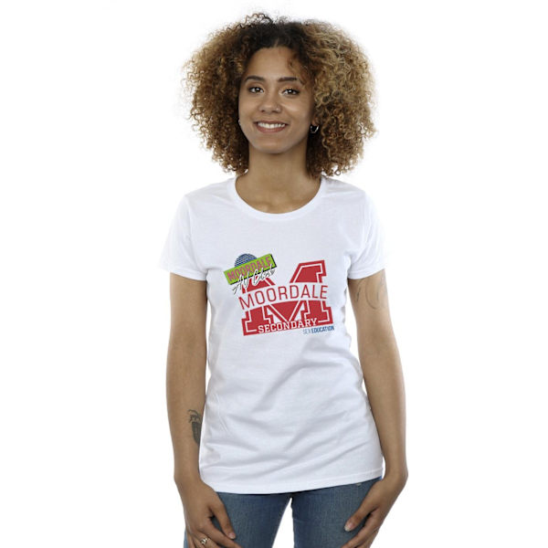 Netflix Dam/Kvinnor Sex Education Moordale M Collage Bomull T-shirt White S