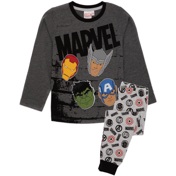 Marvel Avengers Boys Långärmad Pyjamas Set 4-5 år Svart/Gr Black/Grey 4-5 Years