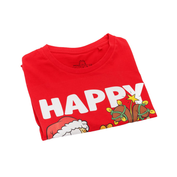 Garfield Mens Happy Christmas T-Shirt L Röd Red L