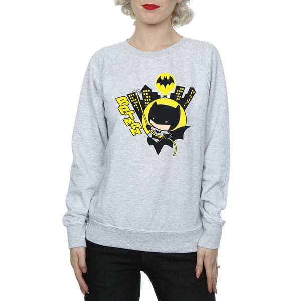DC Comics Dam/Dam Chibi Batman Swinging Sweatshirt S Heat Heather Grey S