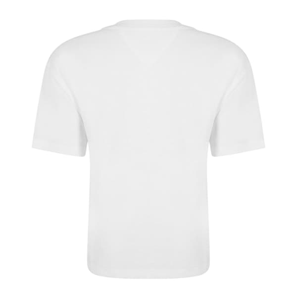 Tommy Jeans Dam Broderad Logotyp Bomull Croppad T-shirt White 20 UK