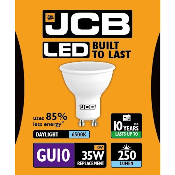 JCB LED GU10 3w Ljuskälla Cap 250lm 6500k Dagsljus One Size Wh White One Size