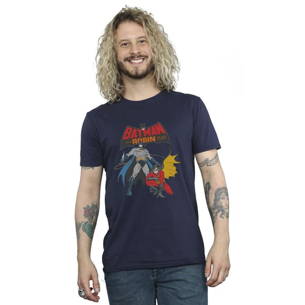 DC Comics Herr Batman And Robin T-shirt L Marinblå Navy Blue L