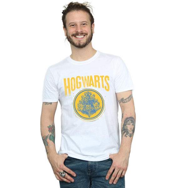 Harry Potter T-shirt för män med Hogwarts cirkelvapen XXL vit White XXL