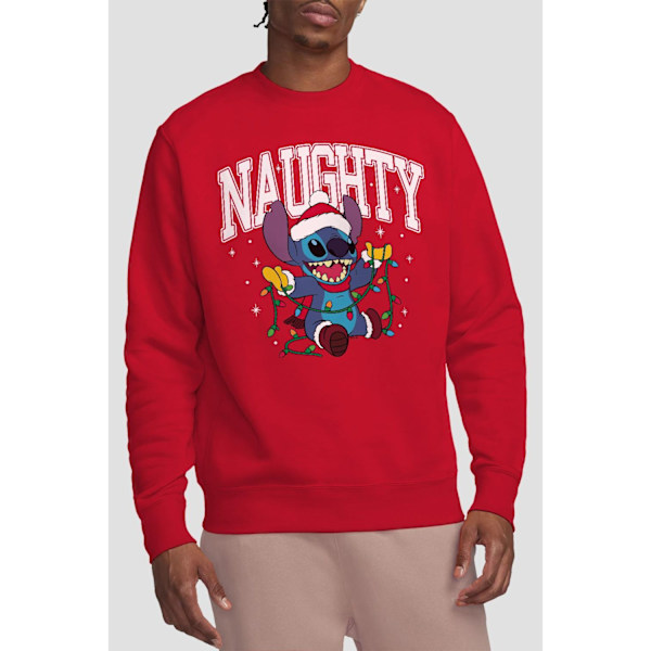 Lilo & Stitch Unisex Vuxen Naughty Stitch Julbelysning Tröja Red XL