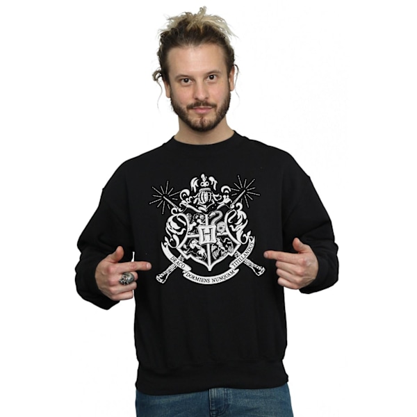 Harry Potter Herr Hogwarts Badge Wands Sweatshirt M Svart Black M